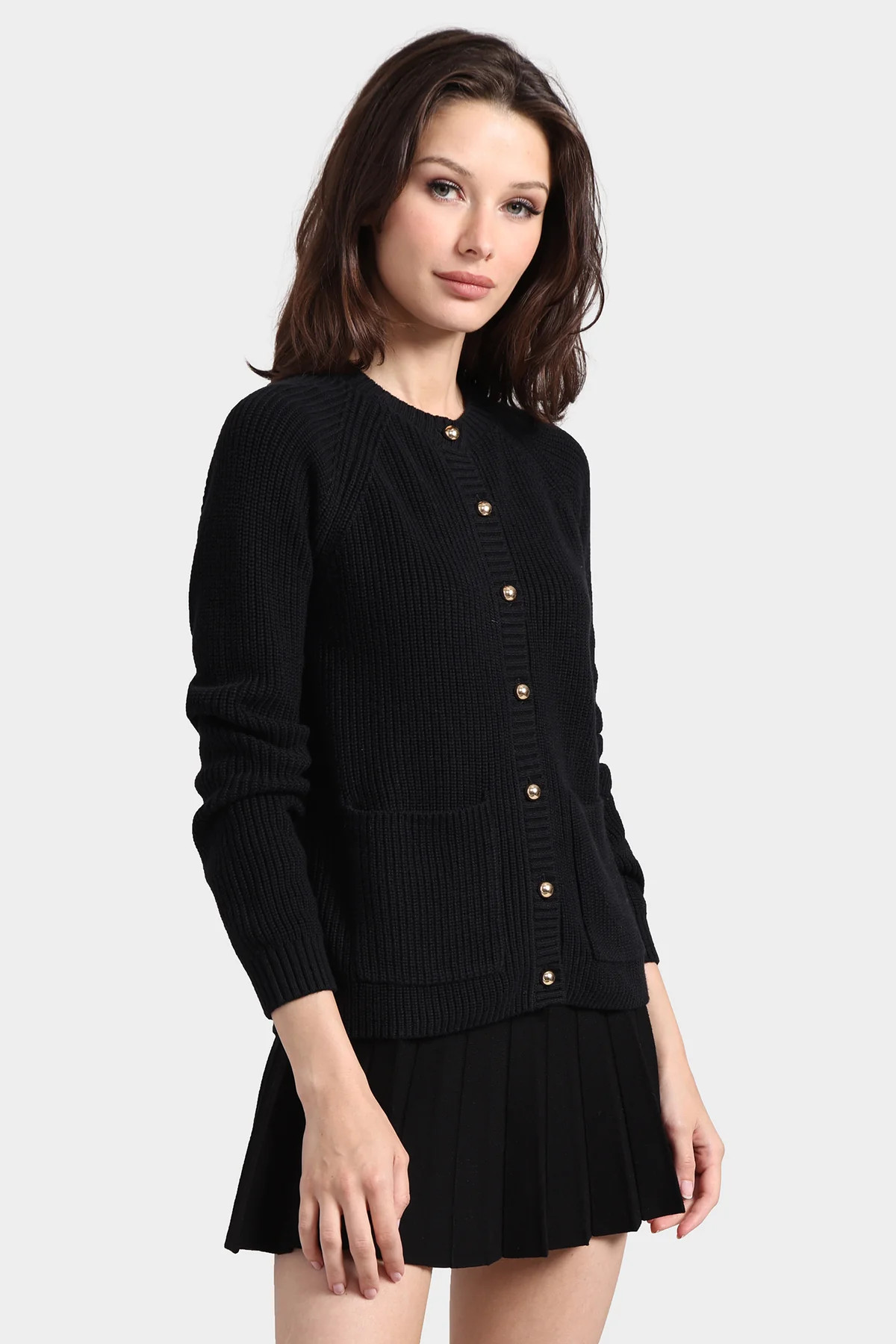 Cotton Cashmere Shaker Crew Cardigan | Minnie Rose