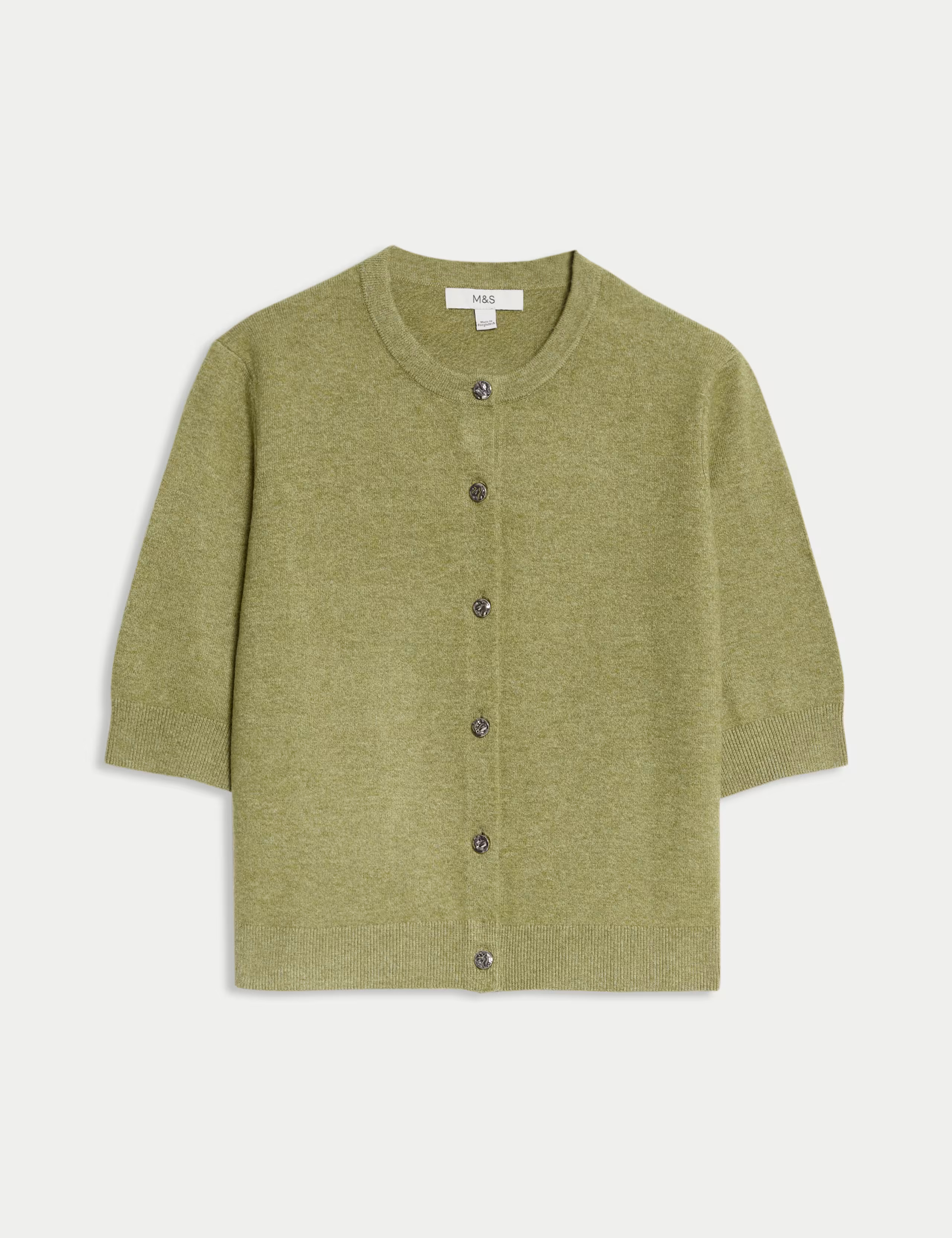 Air-Yarn Button Front Short Sleeve Cropped Cardigan | Marks & Spencer (UK)