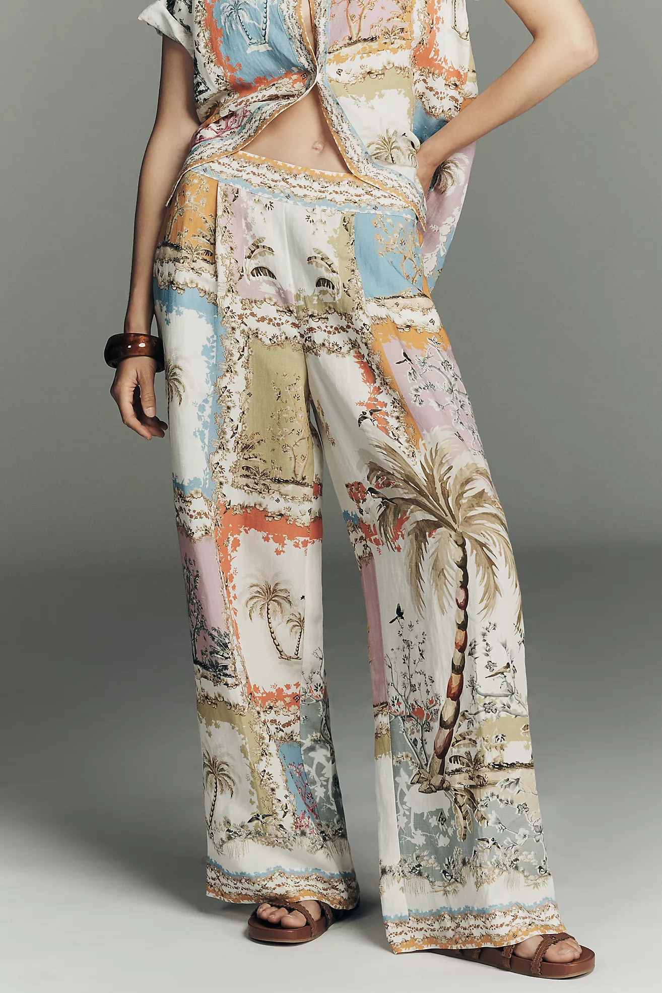 Ranna Gill Tropical Print Wide-Leg Pants | Anthropologie (US)