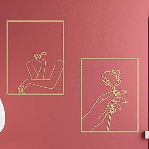 Hotop 2 Pieces Modern Minimalist Abstract Line Art Decor Minimalist Line Drawing Wall Art Decor Line | Amazon (US)