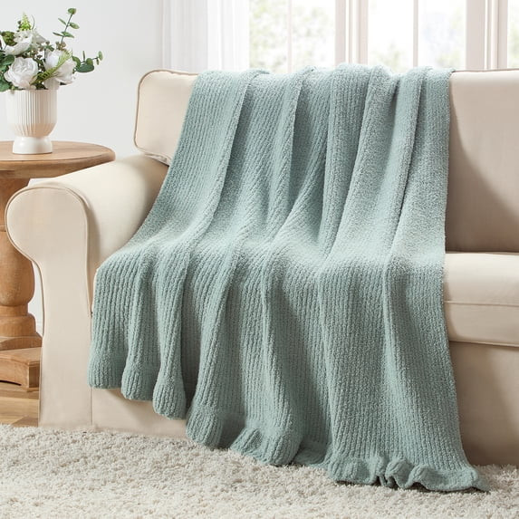 My Texas House Green 60" x 70" Rib Knit Ruffle Throw Blanket | Walmart (US)