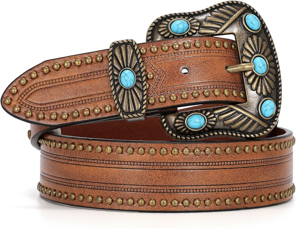 Western Belts for Women Cowgirl,Cowboy Bling Country Turquoise Belts for Jeans Pants Dresses | Amazon (US)
