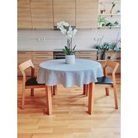 Blue Striped Linen Round Tablecloth, Stripy Circle Table Cloth, Cover, 90 Inch Round, Topper | Etsy (US)