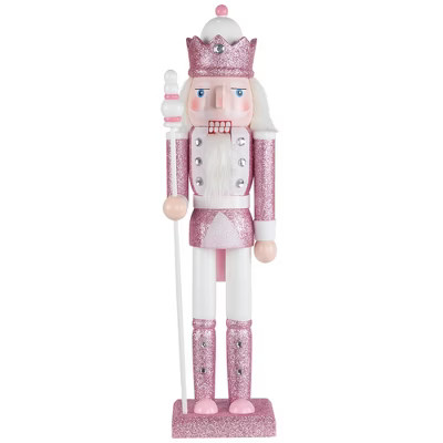 Northlight Jeweled and Glittered Nutcracker King Christmas Figure - 15" - Pink and White | Target