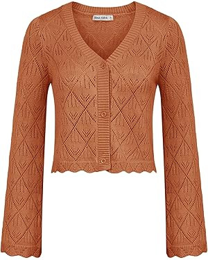 GRACE KARIN Cardigan Sweaters for Women Lightweight Button Down Open Front Short Crochet Shrug Lo... | Amazon (US)