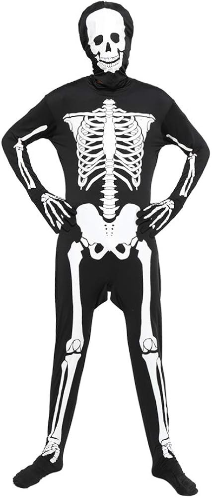 EraSpooky Halloween Men Skeleton Jumpsuit Costume Luminous Skull Skin Full Body Tights Suit | Amazon (US)