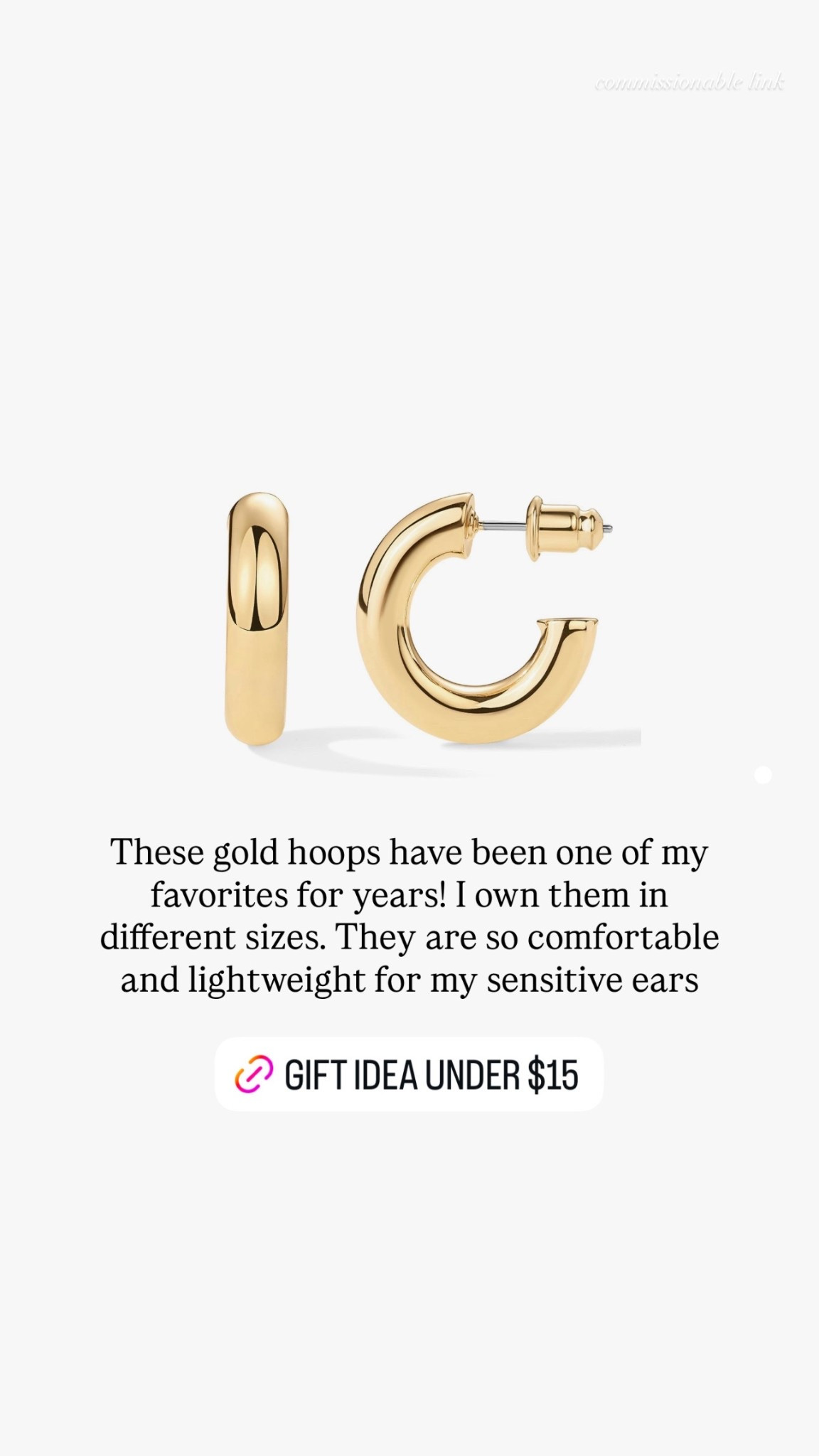 These gold hoops have been one of my favorites for years! I own them in different sizes. They are so comfortable and lightweight for my sensitive ears✨

#LTKHoliday #LTKGiftGuide #LTKBeauty