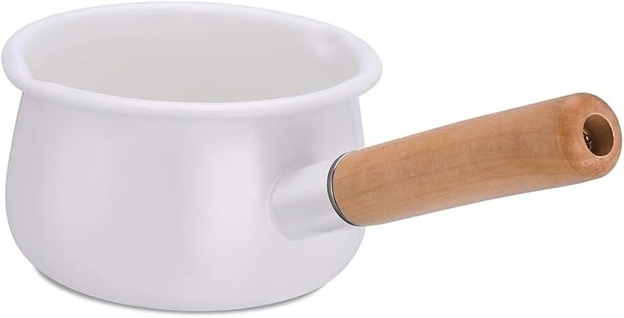 Enamel Milk Pan with Dual Pour Spout Butter Warmer Milk Pot for Stove Top Healthy White Enameled ... | Amazon (US)