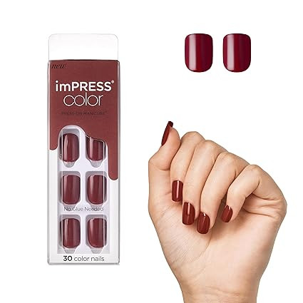 KISS imPRESS No Glue Mani Press On Nails, Color, 'Espress(y) ourself', Brown, Short Size, Squoval... | Amazon (US)