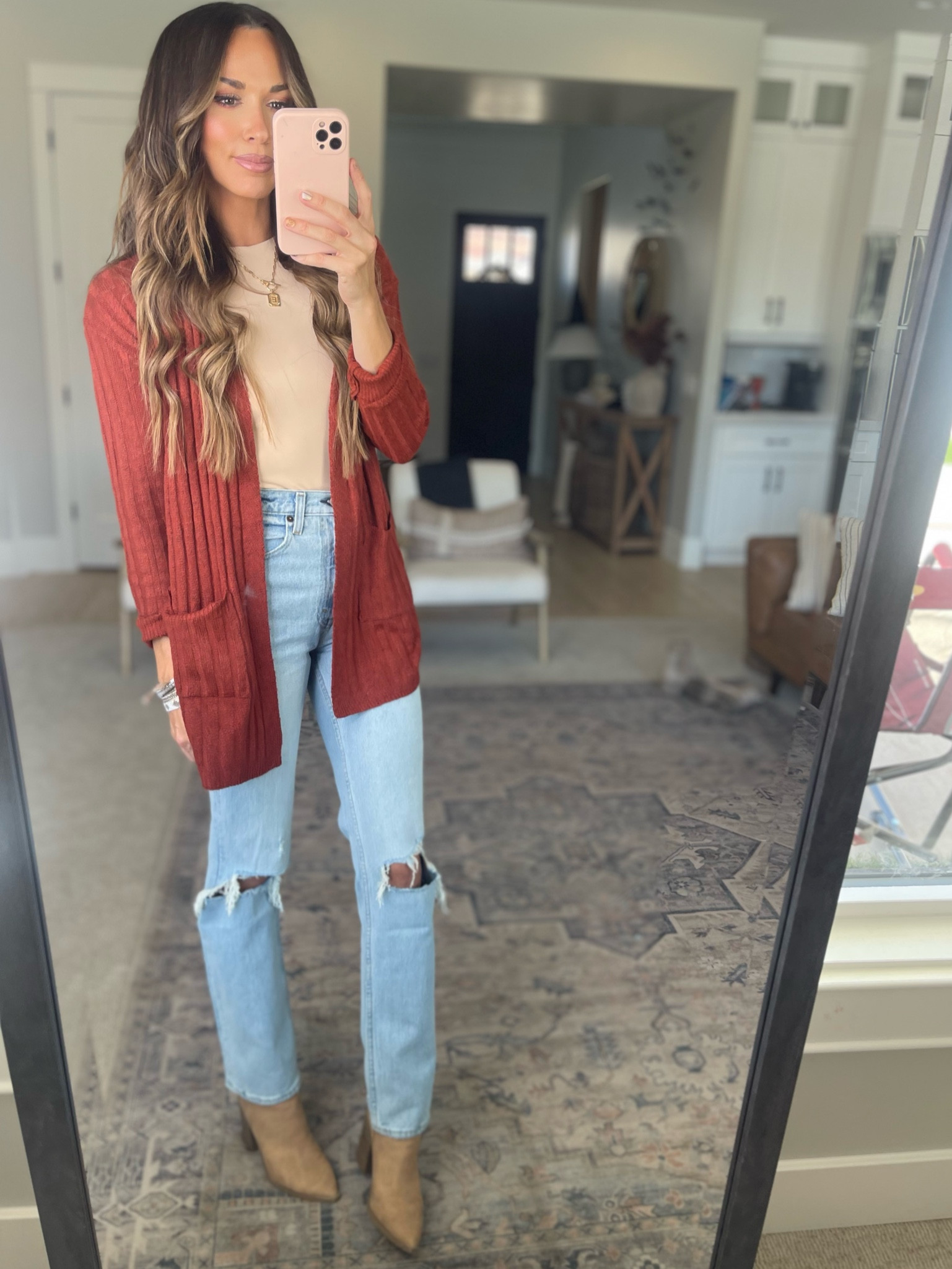 Cardigan size medium bodysuit size small jeans size 25 long

#LTKunder50 #LTKsalealert #LTKstyletip