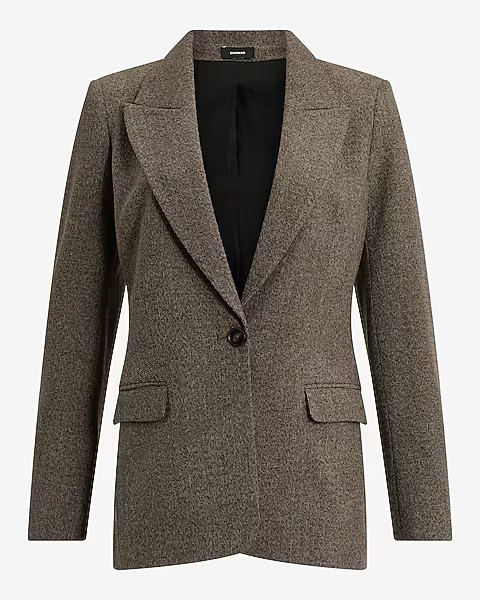 Mini Houndstooth Long Slim Blazer | Express