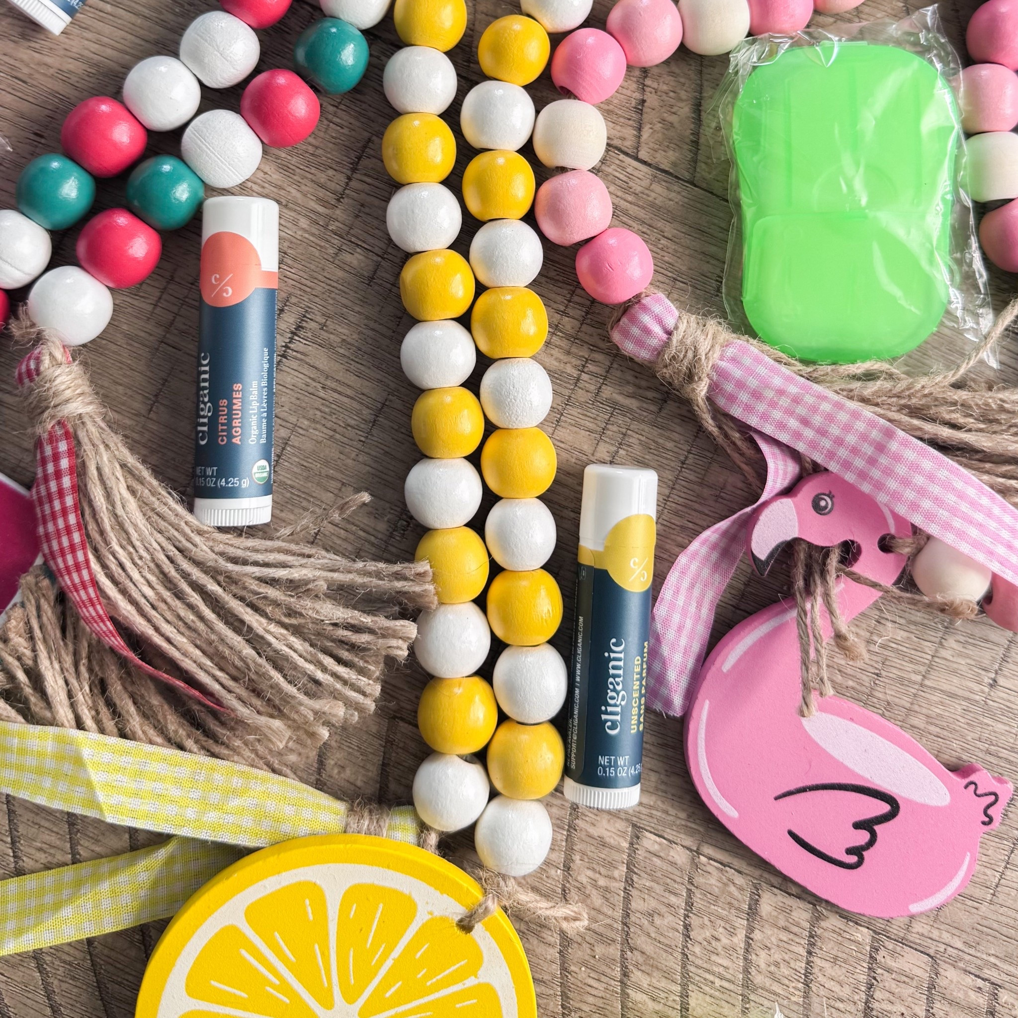 Teacher appreciation gift baskets are always fun to make! I bought these summer wooden beads from my local dollar store. I’ve linked the soap and chapstick for you! #LTKteacher