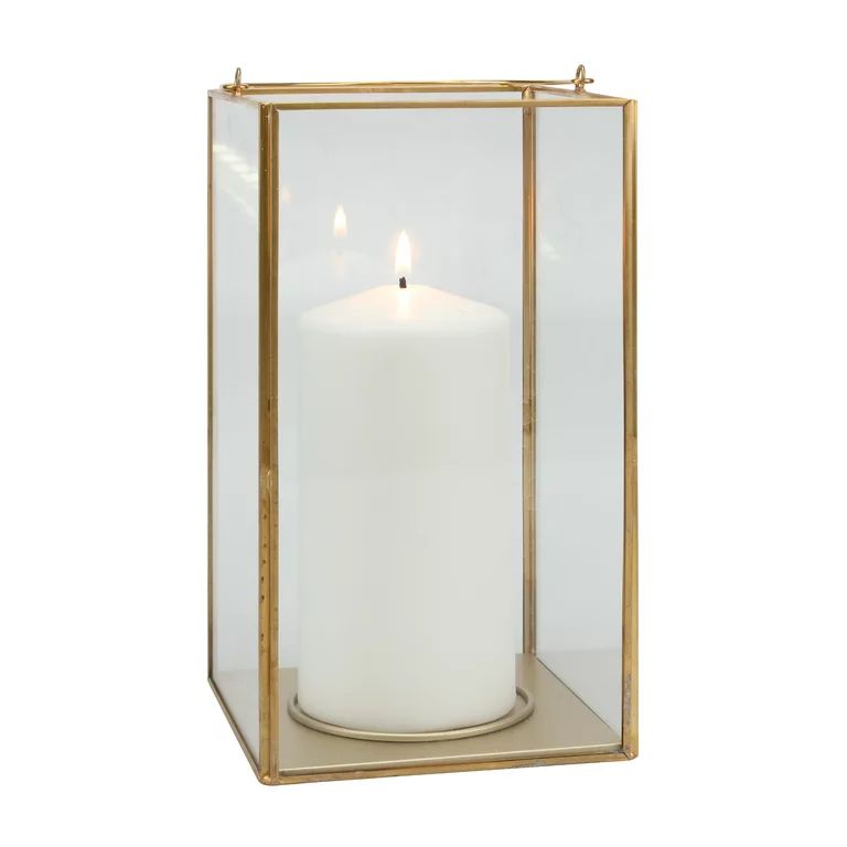 Better Homes & Gardens Large Gold Metal Lantern, Candle Holder | Walmart (US)