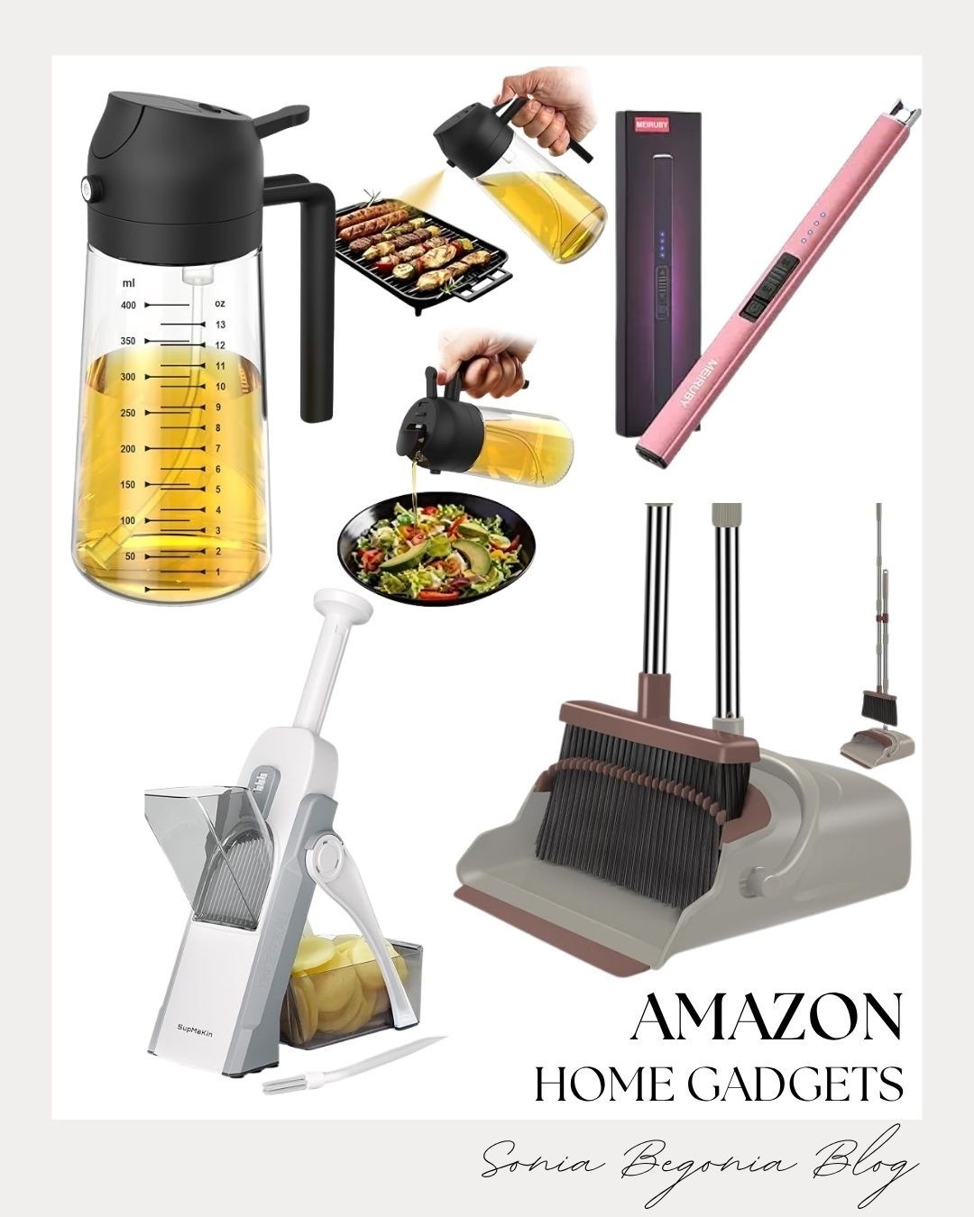 Upgrade your routine with these practical Amazon home gadgets! 💫

Features a 2-in-1 oil sprayer & dispenser, a electric lighter, a standing broom & dustpan set, and a safe vegetable slicer. ✨

#AmazonFinds #HomeGadgets #LTKhome #KitchenTools #AmazonHome #LTKshopper

#LTKHome