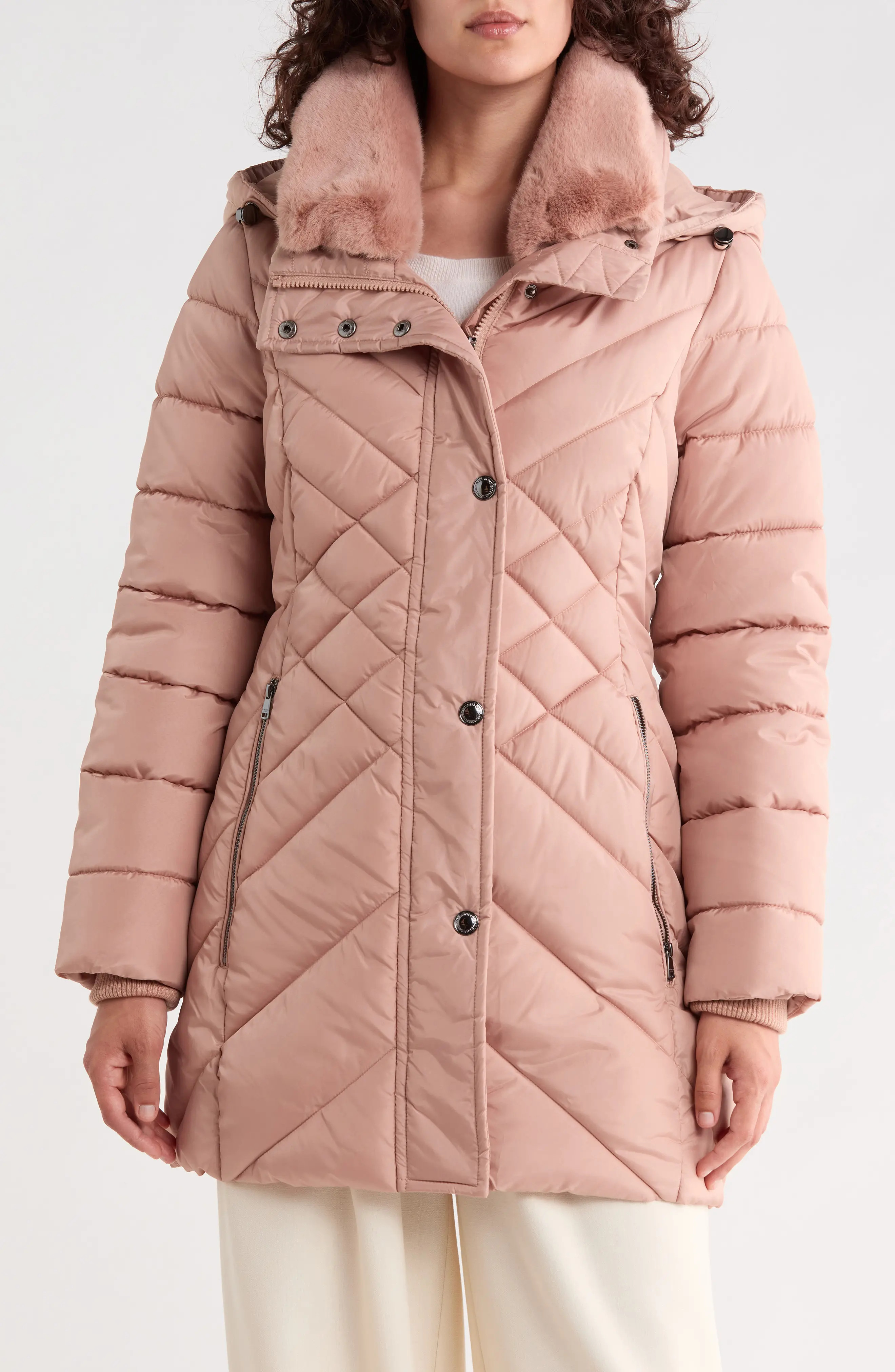 London Fog Puffer Coat with Faux Fur Collar (Women) | Nordstromrack | Nordstrom Rack