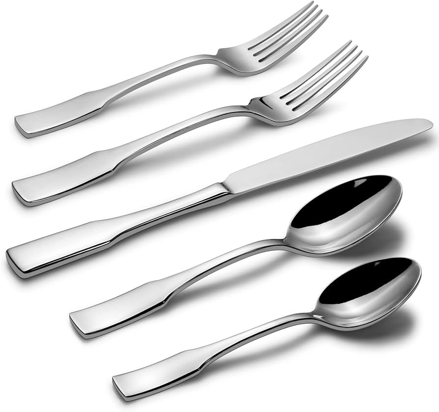 Alata Kate 40-Piece Silverware Set,Service for 8,Stainless Steel Flatware Set,Mirror Polished Cut... | Amazon (US)