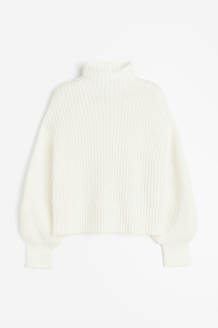 H & M - Balloon-sleeved Sweater - White | H&M (US + CA)