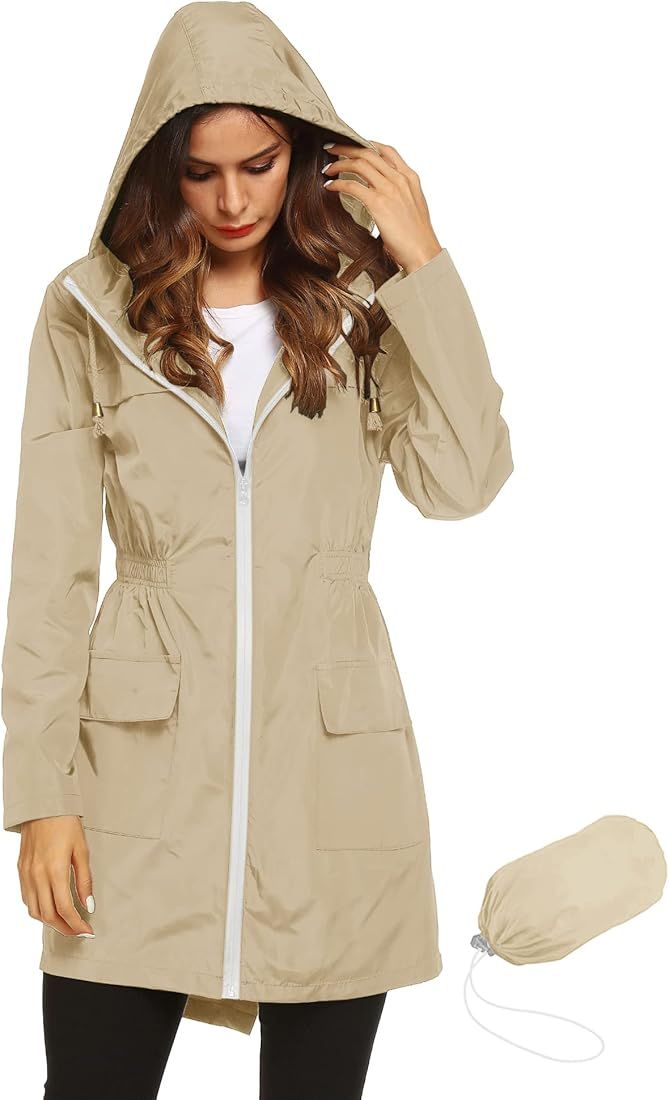 Lomon Women Waterproof Lightweight Rain Jacket Active Outdoor Hooded Raincoat | Amazon (US)