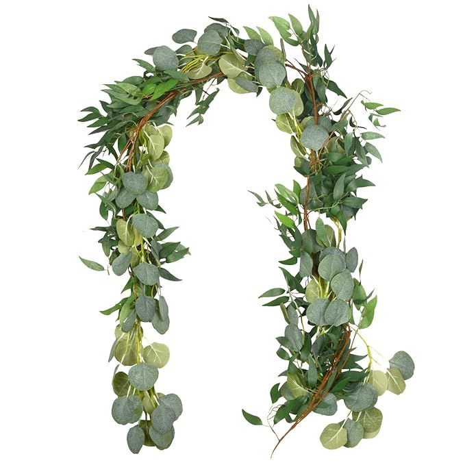 Outgeek 6.5' Long Artificial Eucalyptus and Willow Leaves Hanging Greenery Garland Artificial Vin... | Amazon (US)