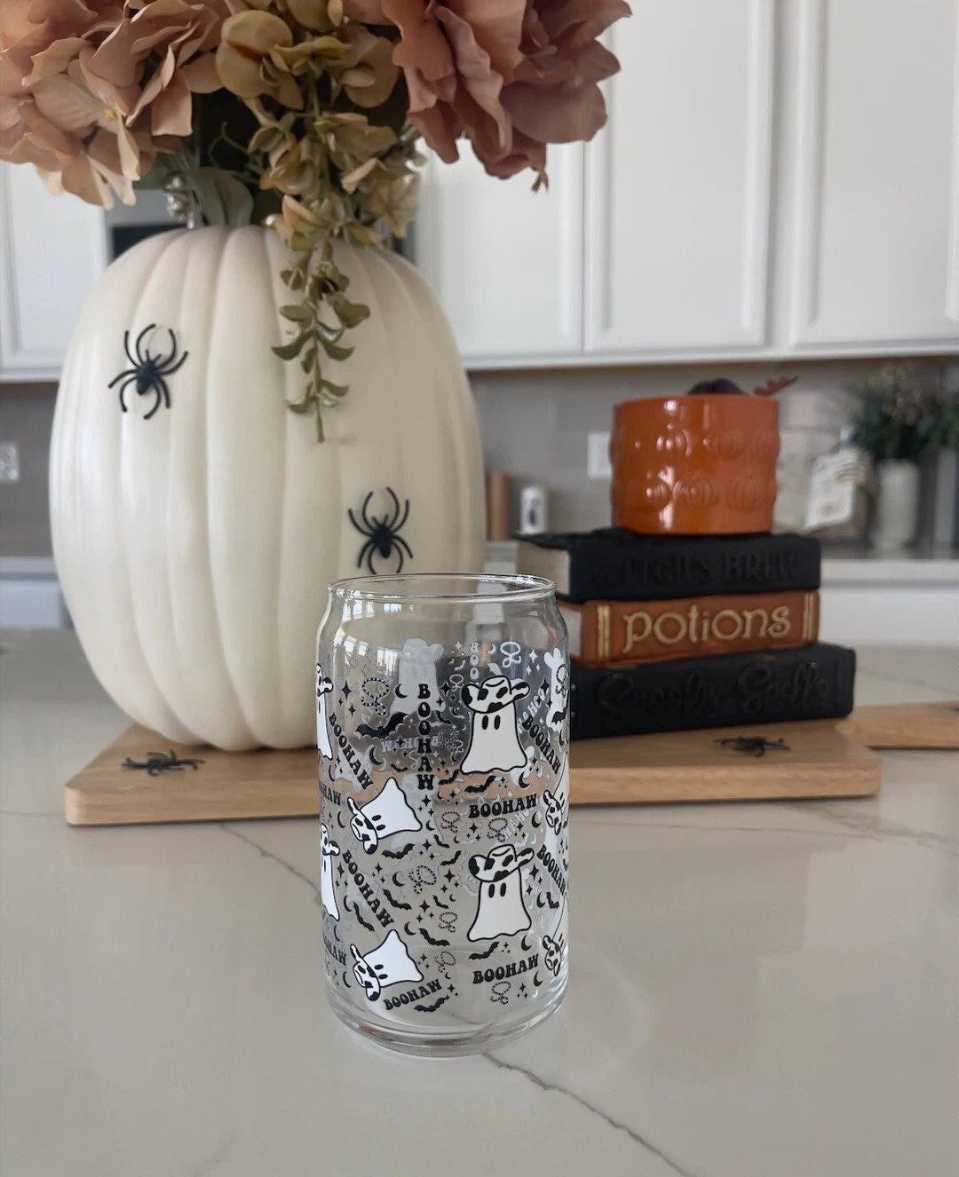 Boo-haw Cowboy Retro Ghost Beer Can Glass, Fall Coffee Cup, Halloween Glass, Spooky, Cute Fall Cu... | Etsy (US)