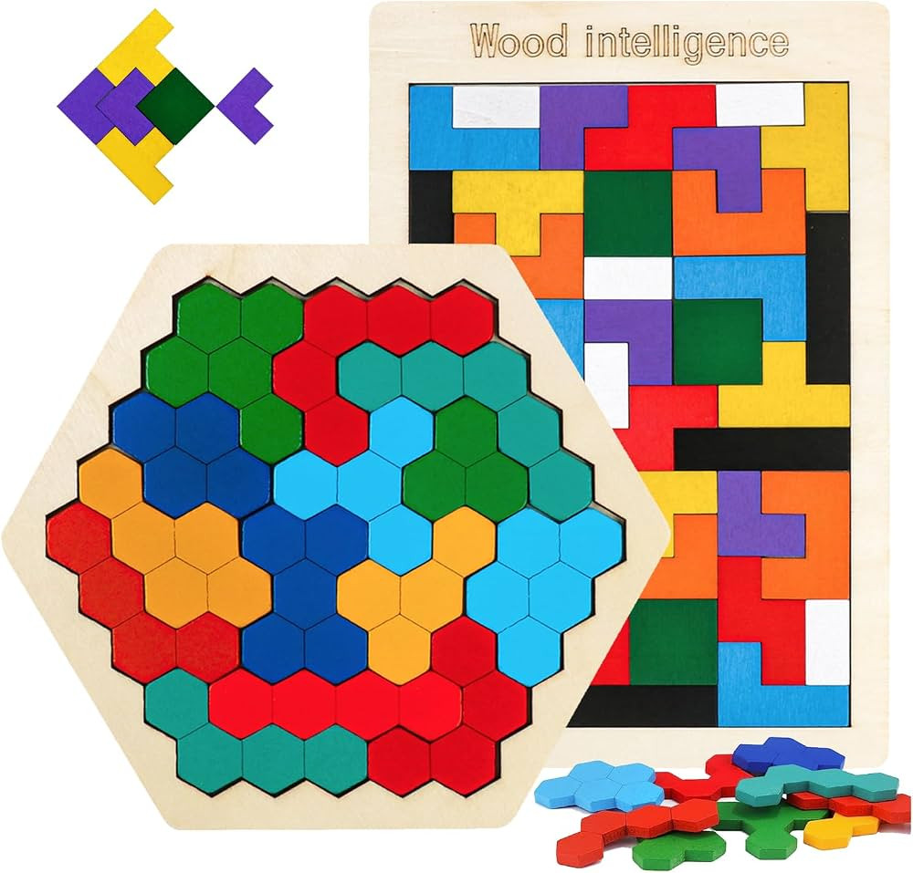Wooden Puzzles Blocks Brain Teasers Logic Games for Classroom & Party Times,Jigsaw Puzzle Intelli... | Amazon (US)