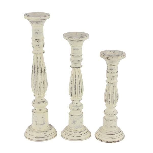 The Gray Barn Amber Hollow Traditional Distressed White Graduating Candle Holders (Set of 3) | Bed Bath & Beyond