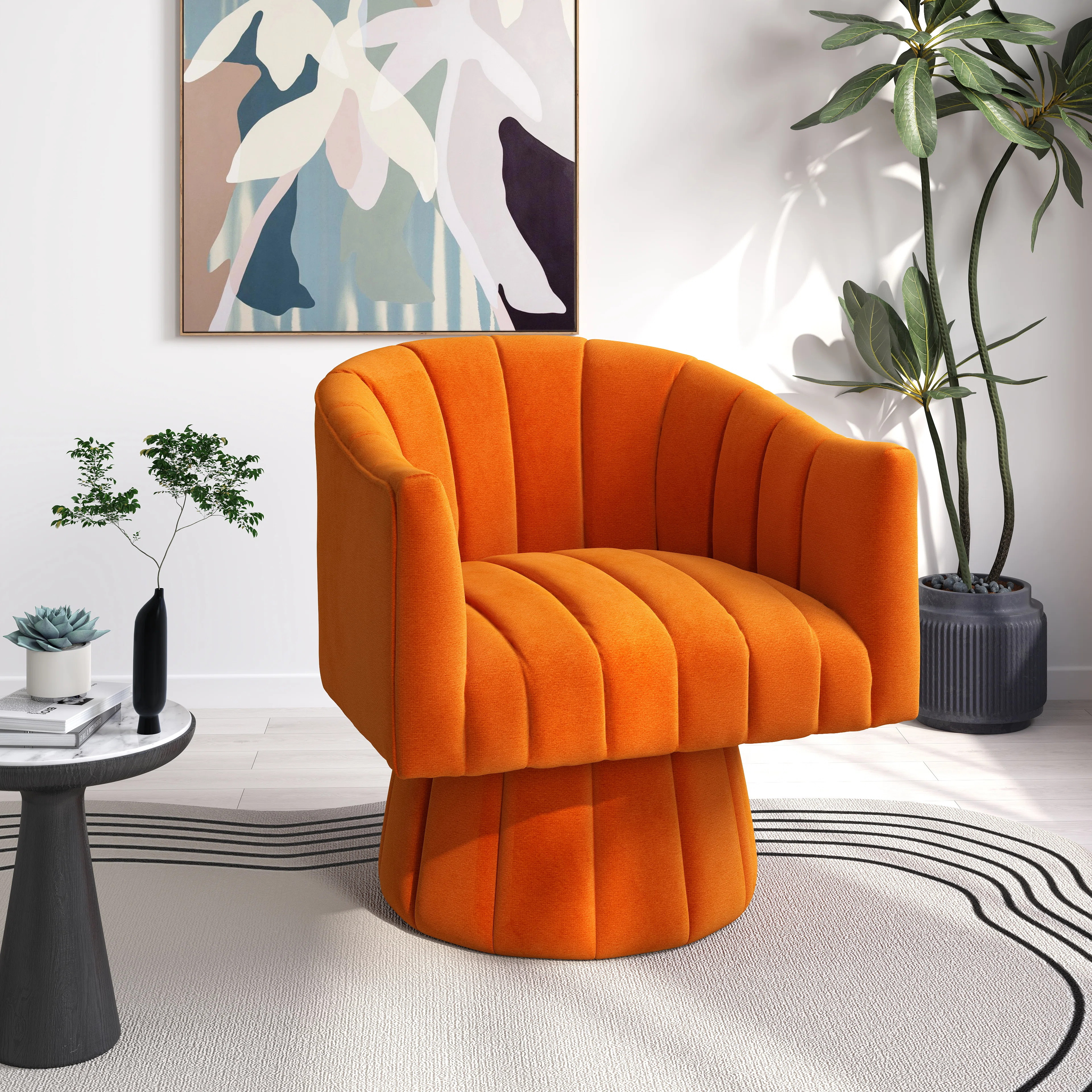 Ghinita Velvet Swivel Barrel Chair | Wayfair North America