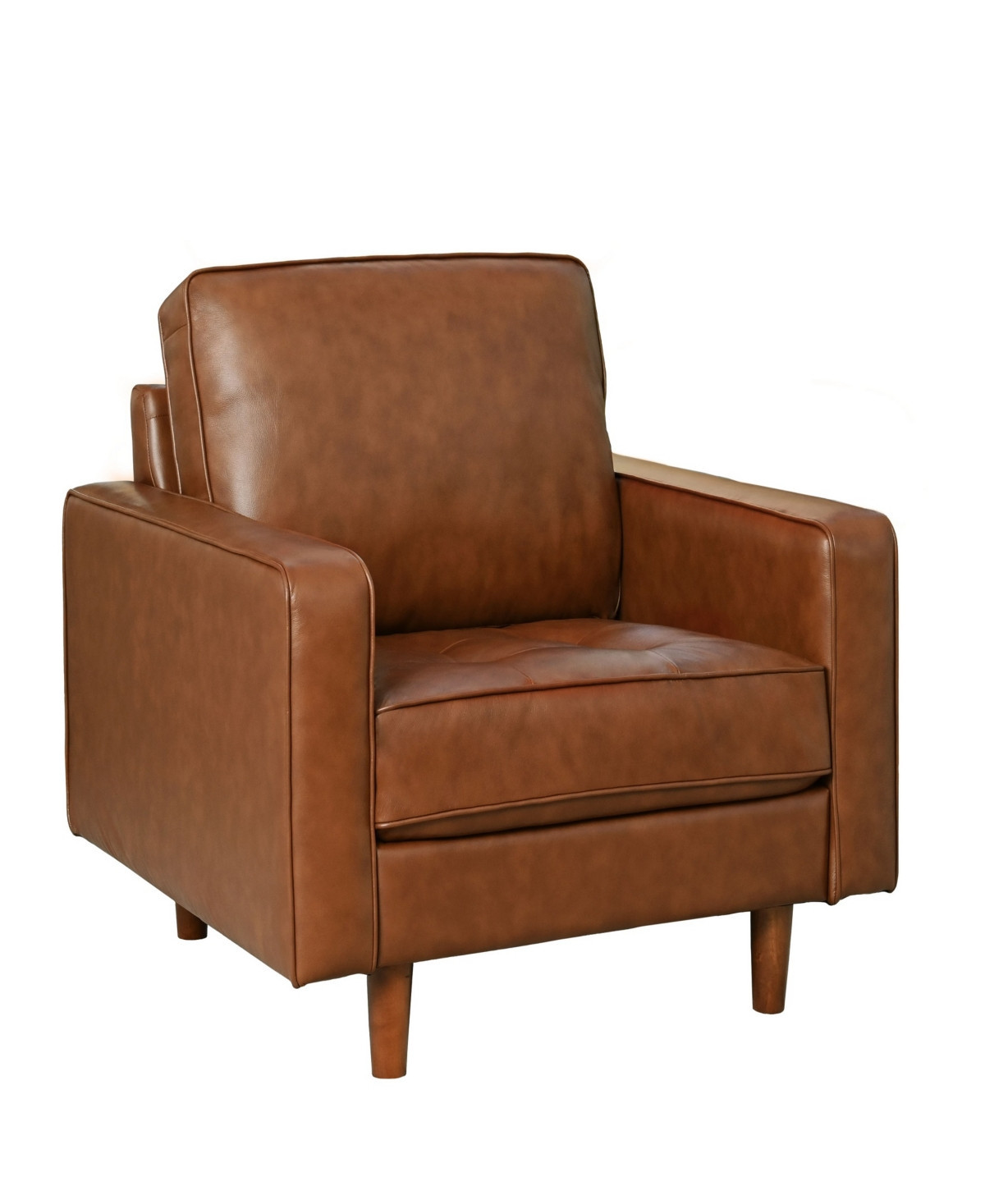 Abbyson Living 81" Mid-Century Leather Armchair - Camel | Macy's