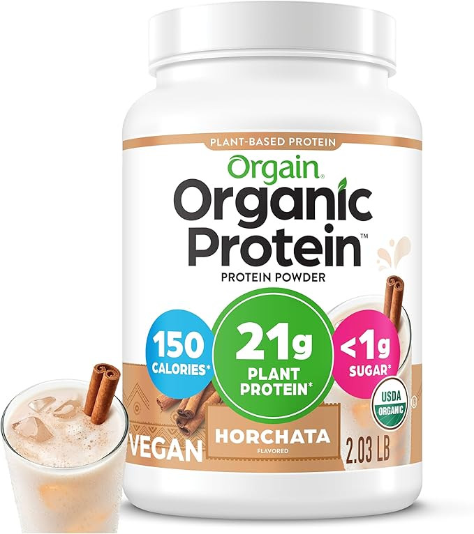 Orgain Organic Vegan Protein Powder, Horchata - 21g Plant Based Protein, 9g Prebiotic Fiber, Low ... | Amazon (US)