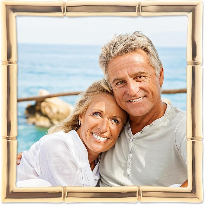 Lawrence Frames Bamboo Design Metal Frame, 4x4, Gold | Amazon (US)