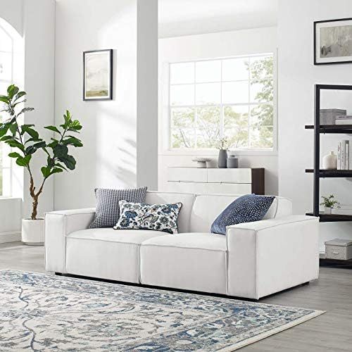 Modway Restore 2-Piece Upholstered Sectional Sofa in White | Amazon (US)
