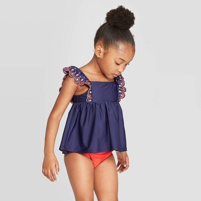 Toddler Girls' Eyelet Tankini - Cat & Jack™ Navy | Target