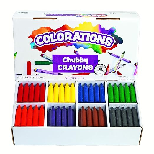 Colorations Chubby Crayons for Kids Set of 200 Rainbow Crayons Classroom Supplies (2-11/16"L x 9/... | Amazon (US)
