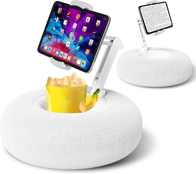 Kindle Pillow Stand Holder with Snack Bowl for Reading in Bed, Cozy Tablet iPad Pillow Stand for ... | Amazon (US)