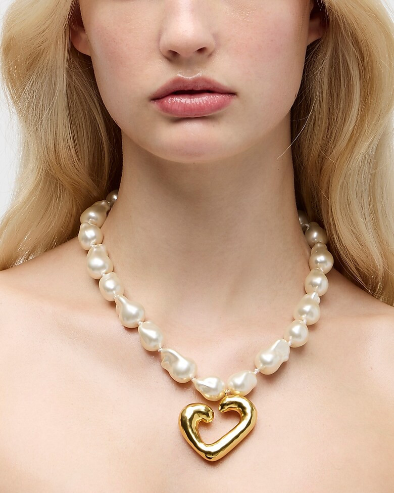 Heart and pearl pendant necklace | J. Crew US