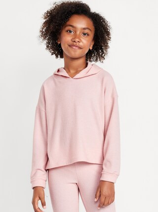 Cropped Plush Ribbed Hoodie for Girls | Old Navy (US)