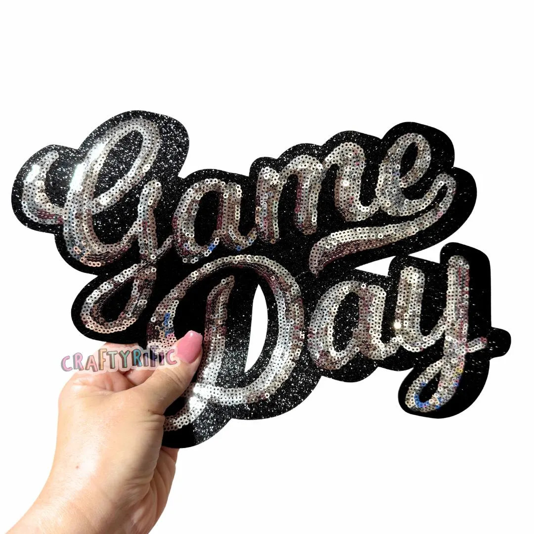 Silver Game Day Patch, Football Sequin Iron on Patch, Team Spirit Wear, T-shirt Patch, Heat Trans... | Etsy (US)