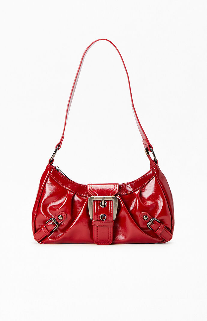 Red Faux Leather Front Buckle Shoulder Bag | PacSun
