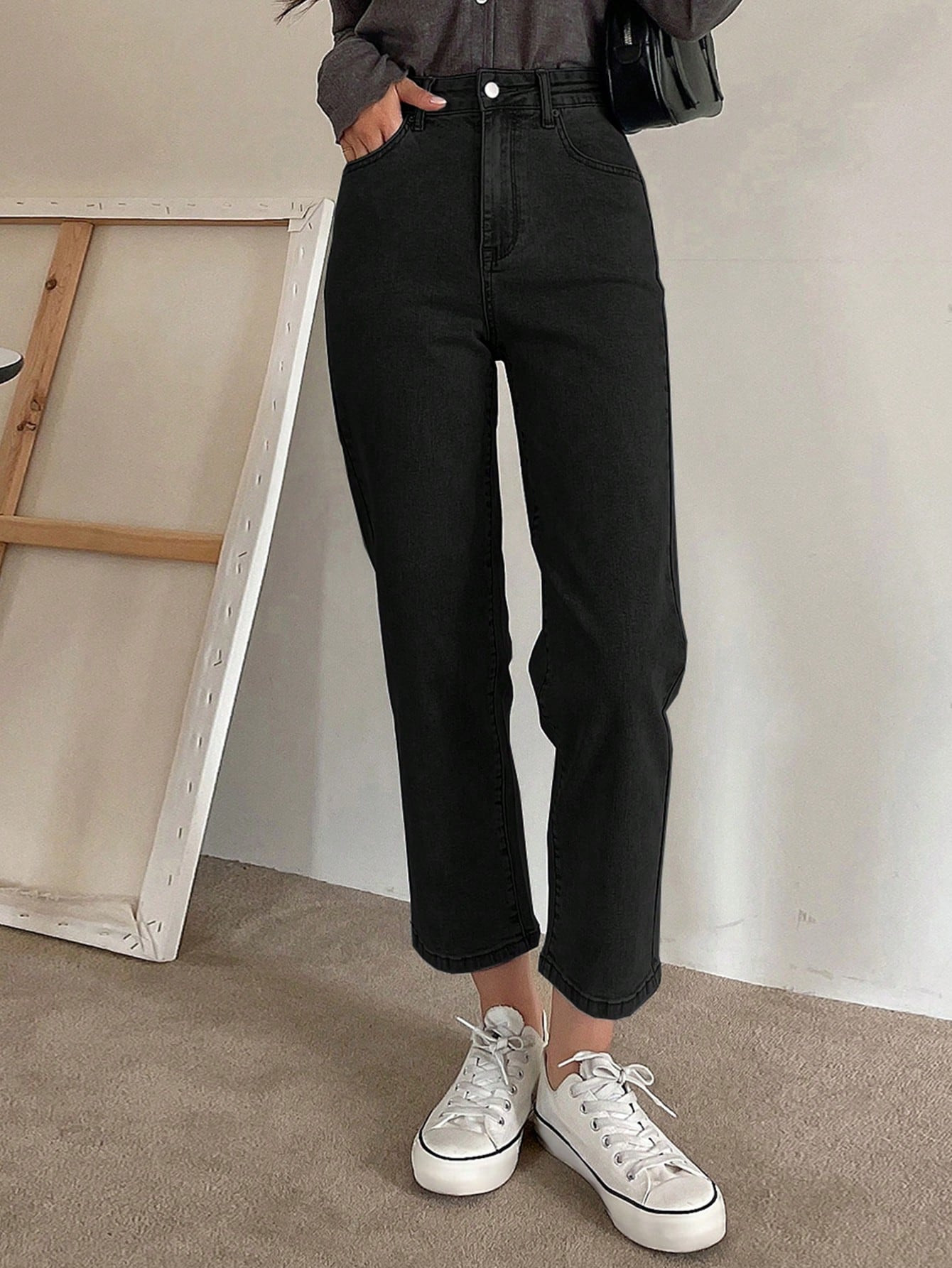 DAZY Women's Straight-Leg Cropped Casual Jeans With Pockets | SHEIN USA | SHEIN