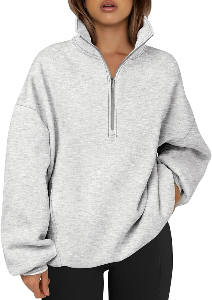 Trendy Queen Half Zip Pullover Womens Oversized Hoodies Quarter Zip Sweatshirts 2023 Fall Outfits... | Amazon (US)