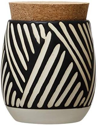 Amazon.com: Creative Co-Op Debossed Stoneware Pattern & Cork Lid, Black Canister : Home & Kitchen | Amazon (US)
