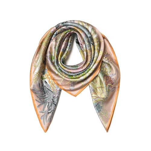 SHIROUYU 100% Mulberry Silk Scarf 35'' Large Square, Lightweight Women’s Silk Shawl, Multipurpose Head Scarf Neck Scarf - Gift Packed | Amazon (US)