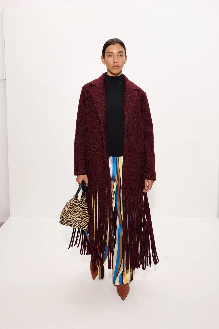 SIMONMILLER Vero Fringe Coat in Bordeaux at Nordstrom, Size Large | Nordstrom