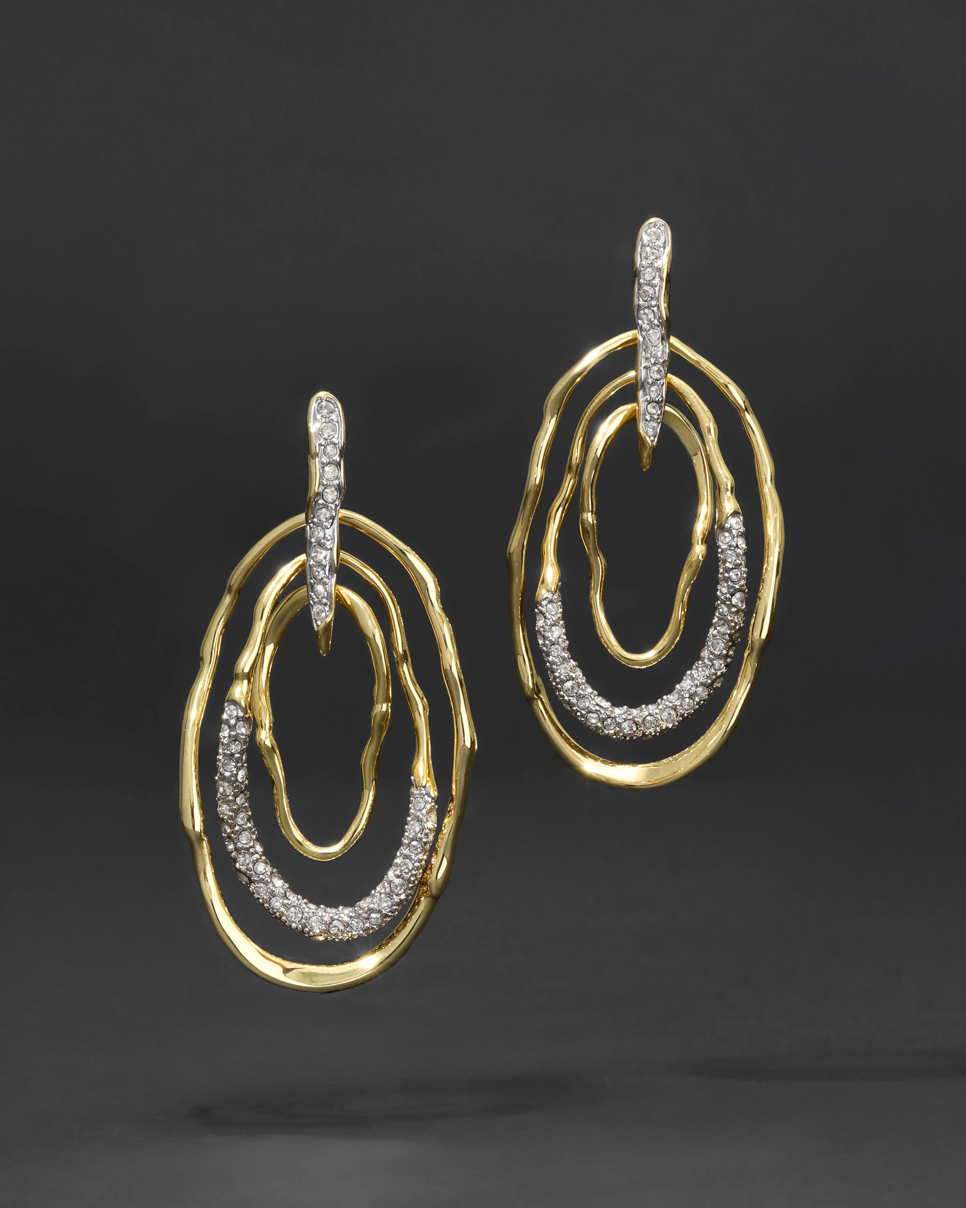 Solanales Crystal Pav\u00e9 Mobile Post Earrings | Gold Spear Earrings | Alexis Bittar