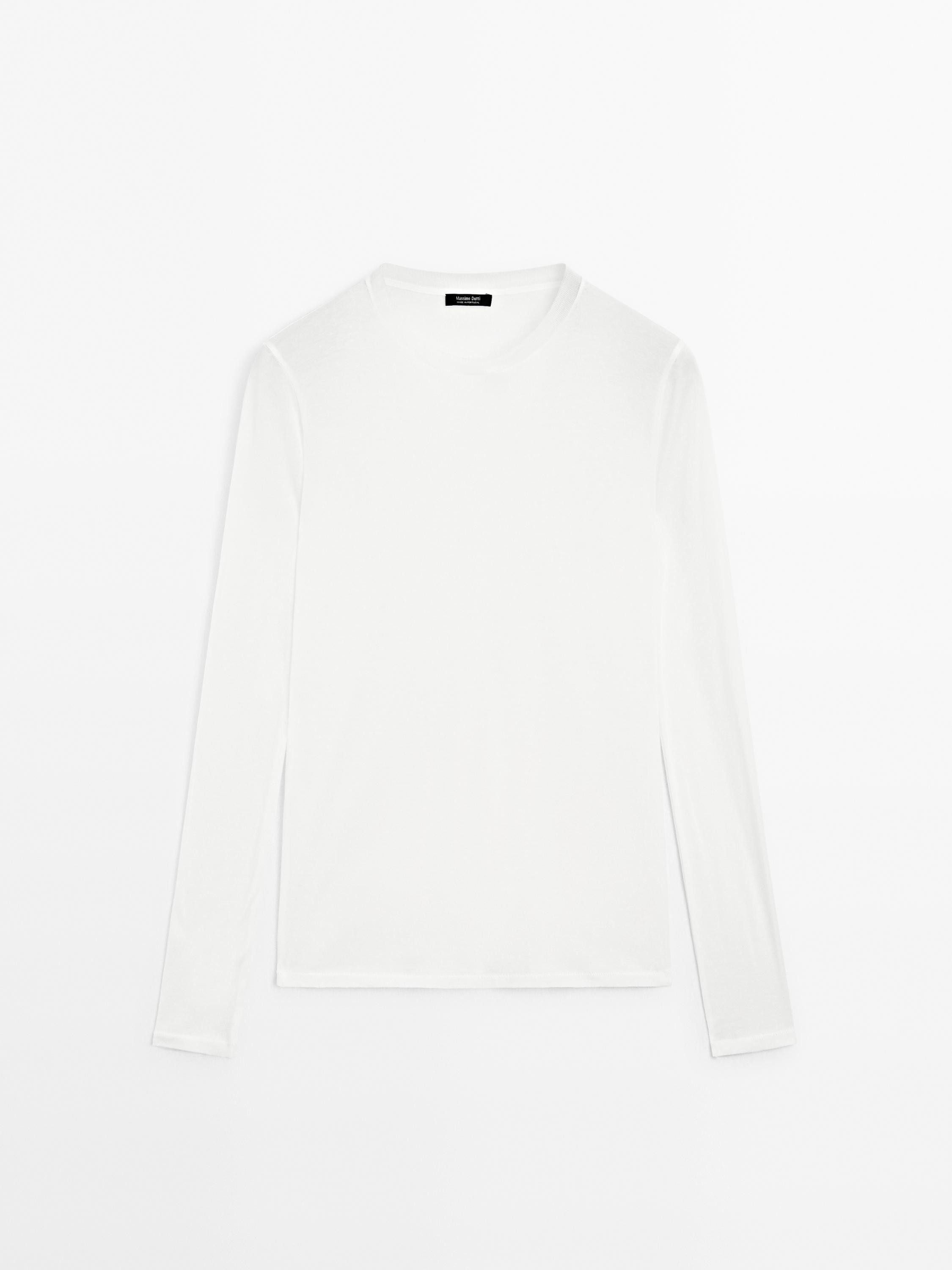 100% cotton T-shirt with neckline detail | Massimo Dutti US
