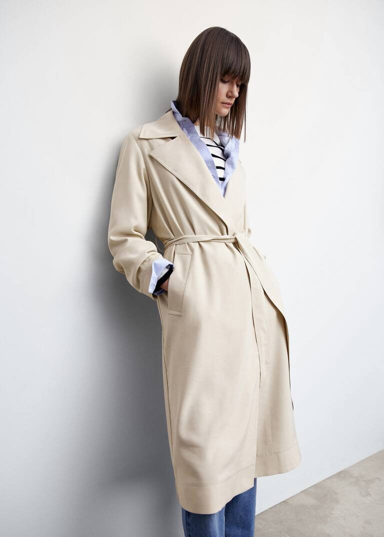 Flowy lapel trench -  Women | Mango USA | MANGO (US)
