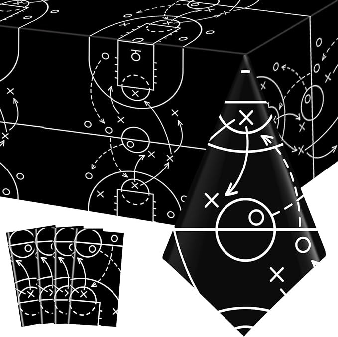 Qinyoung 4 Pcs Basketball Birthday Party Decorations Basket Ball Tablecloths Theme Disposable Pla... | Amazon (US)