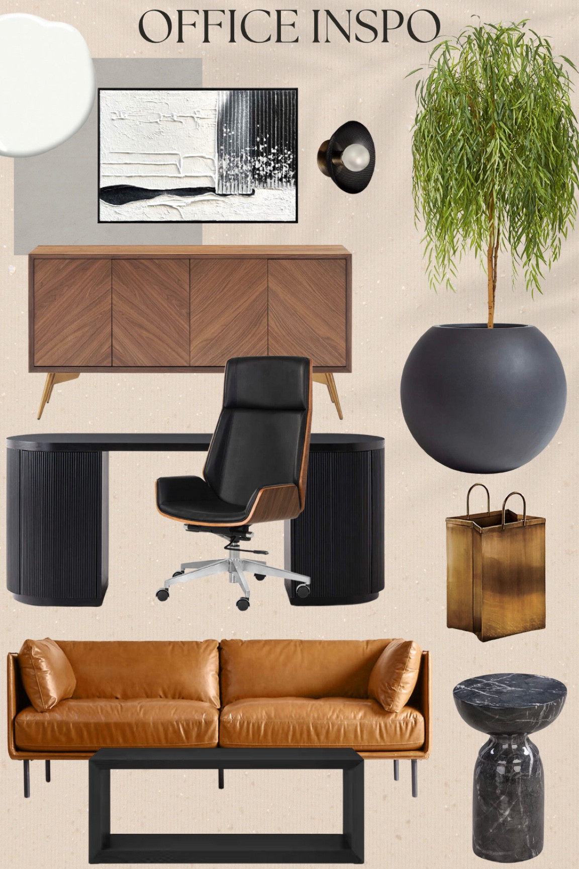 Man cave office inspiration! I found the marble accent table on amazon! The willow tree is amazing in person. #meandmrjones 

#LTKunder50 #LTKhome #LTKunder100