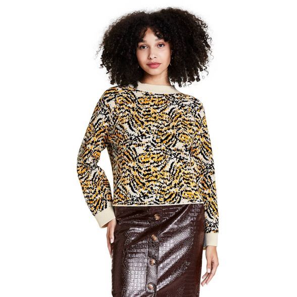 Women's Animal Print Crewneck Pullover Sweater - Rachel Comey x Target Cream | Target