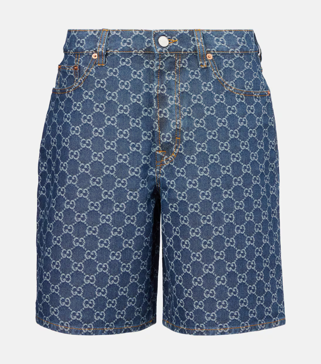 Leather-trimmed denim Bermuda shorts | Mytheresa (INTL)